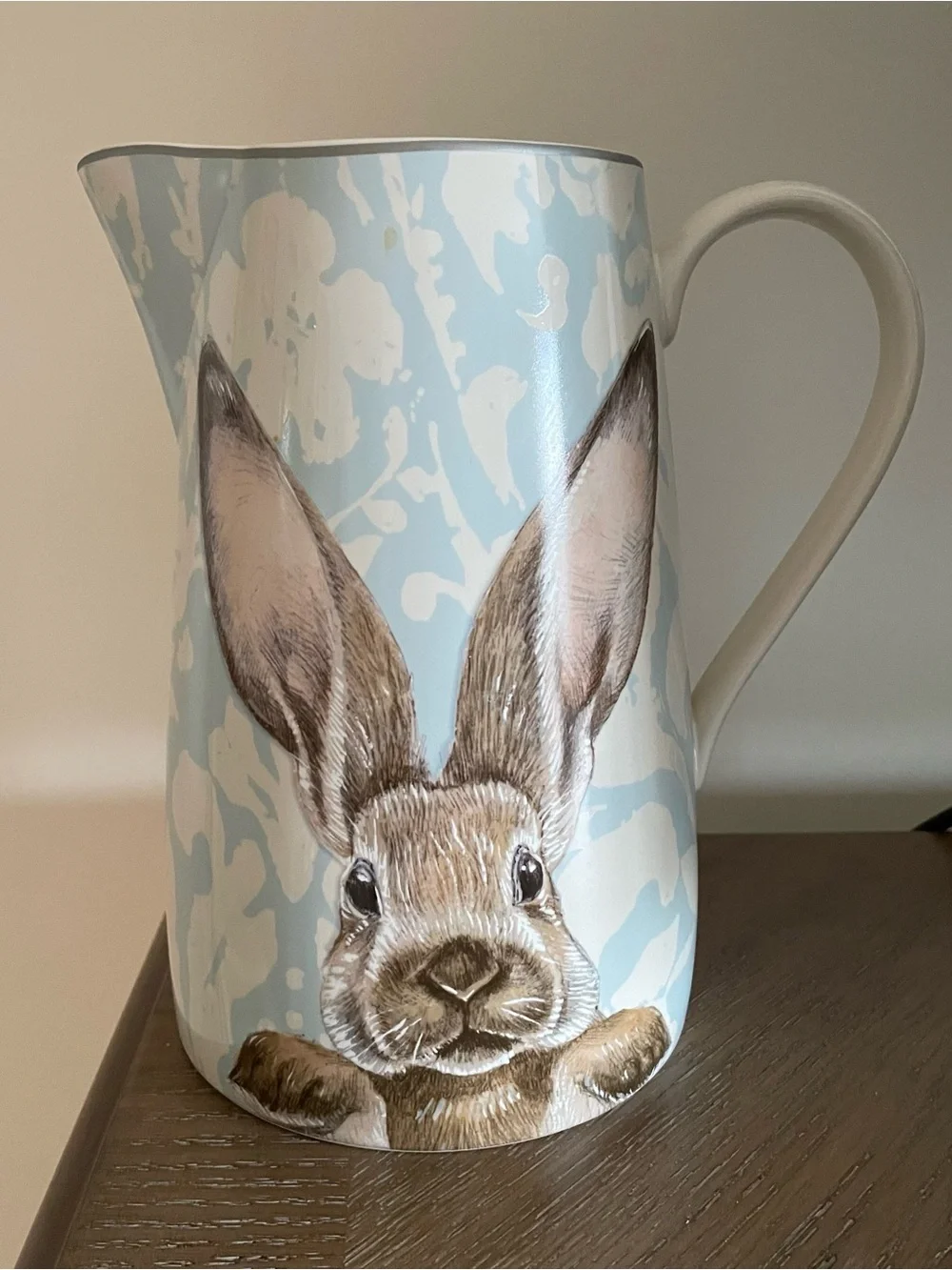 Williams Sonoma Damask Easter Bunny Tall Pitcher - Retired